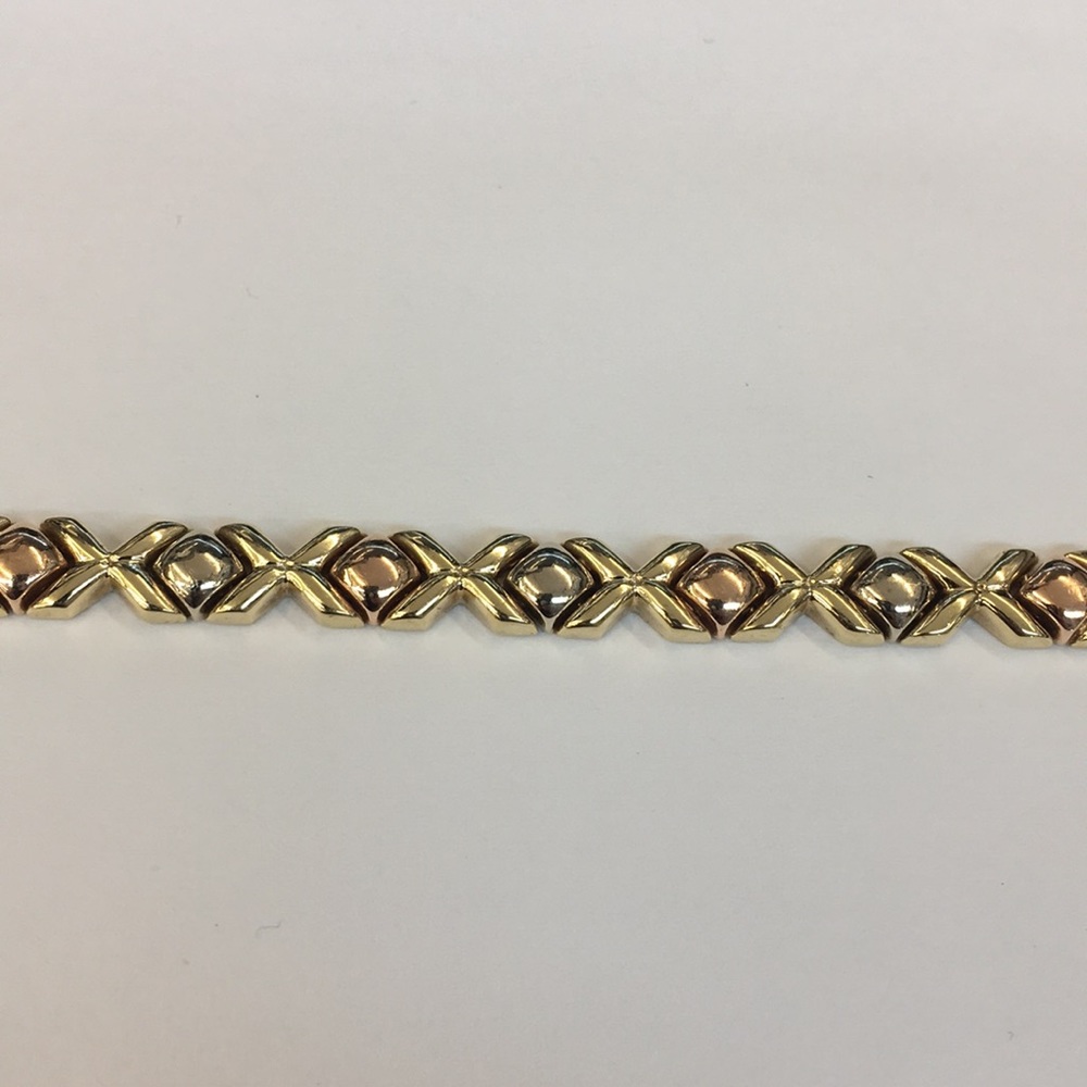 14k Tri Color Gold XO Women's Bracelet